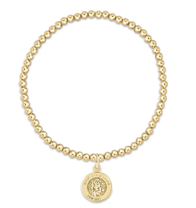 E Newton Classic Gold Bead Bracelet - Protection Disc