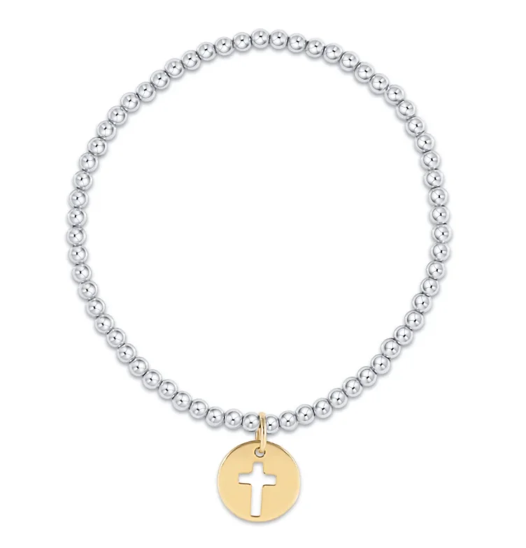 E Newton Classic Bead Bracelet - Blessed Disc - Mixed Metal