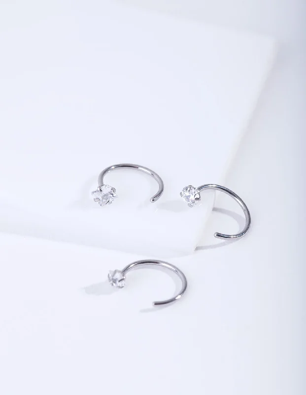 Crystal Nail Nose Ring 3 Pack