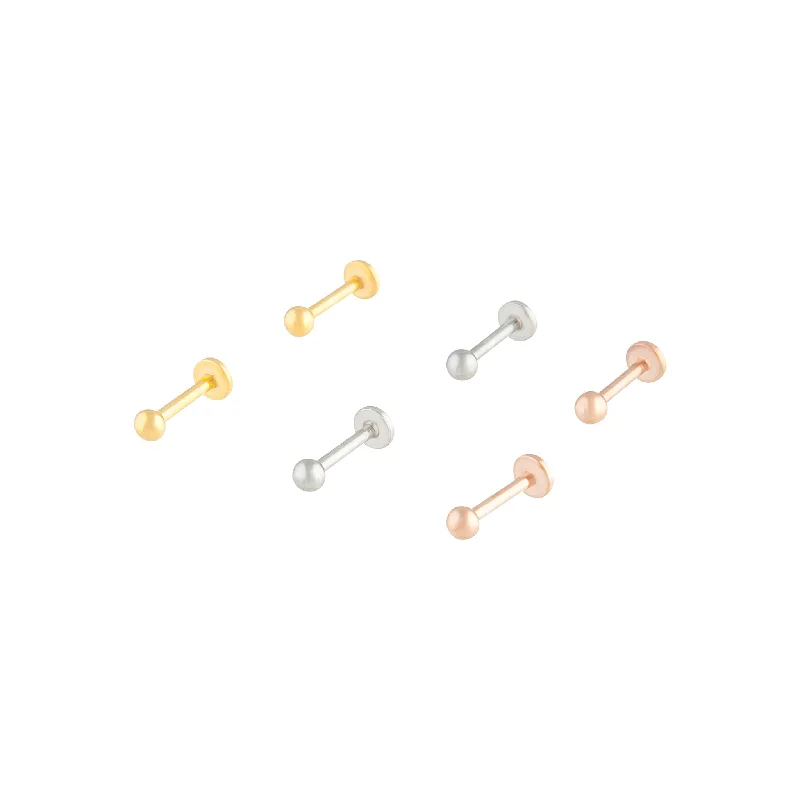 Mixed Metal Flat Back Ball Earring 6 Pack