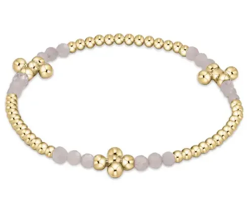 E Newton Signature Cross Gold Bliss Pattern 2.5mm Bead Bracelet