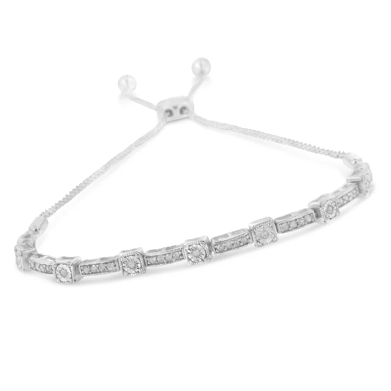 Limited-Time Offer On Elegant Jewelry Pieces Sterling Silver 1/4ct TDW Diamond Bar Bolo