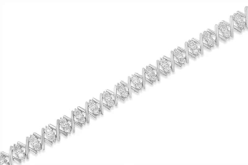 Luxury Jewelry At Unbeatable Discounts Sterling Silver 1ct TDW Diamond X-Link Tennis