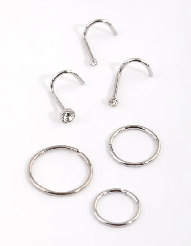 Surgical Steel Diamante Nose Stud Pack