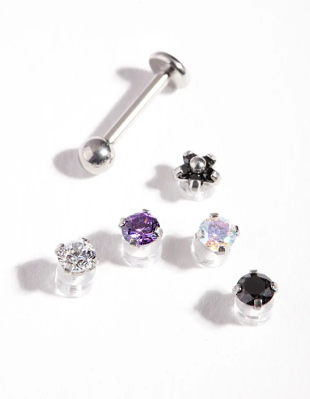 Surgical Steel Flat Back Cubic Zirconia Multi Pack