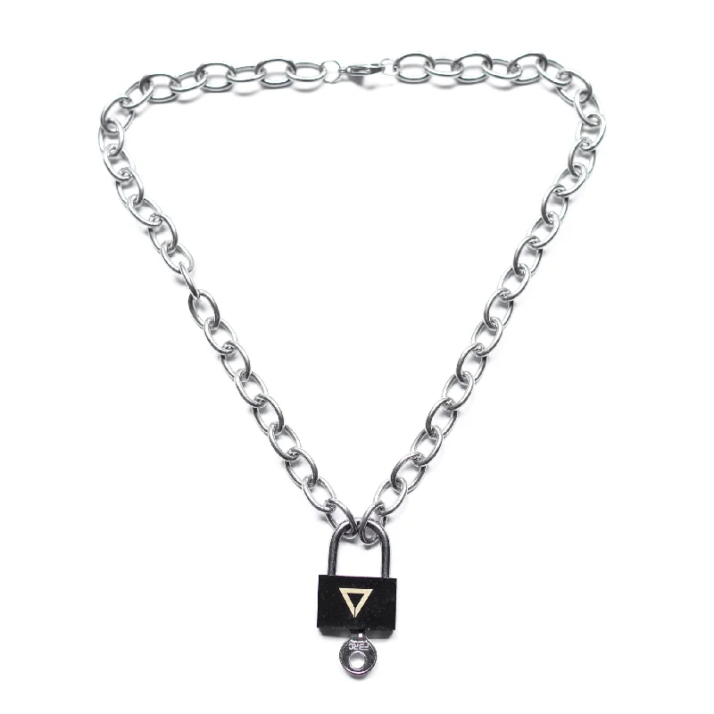 Unbeatable Offers On Luxury And Everyday Jewelry TR-03 Black Padlock SS Necklace