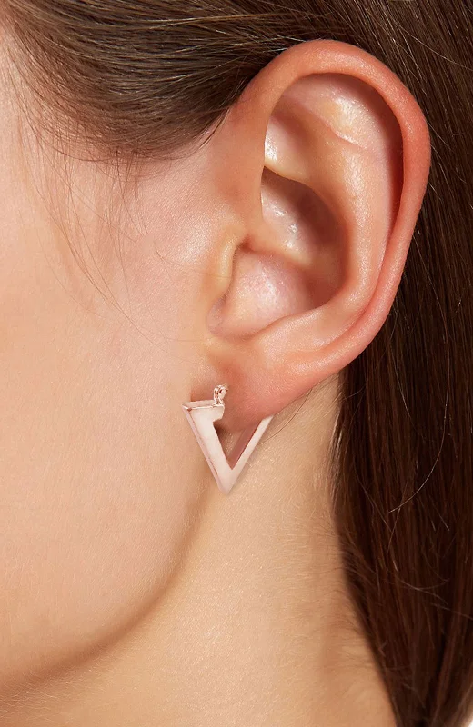 Personalized Jewelry At Special Discount Rates 18K Rose Gold  Linear 'V'  1" Earrings