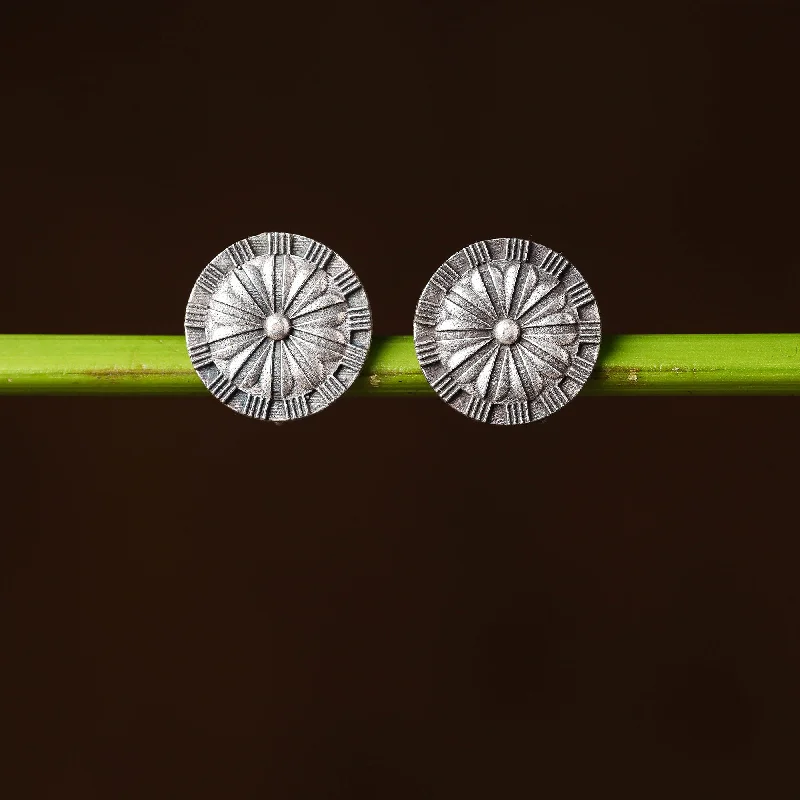 Seasonal Jewelry Sale – Upgrade Your Style Today Antique Silver Finish Oxidised Brass Base Stud Earrings