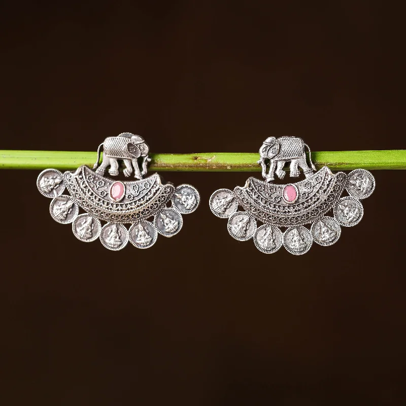 Chic, Trendy, And Affordable Jewelry Sale Antique Silver Finish Oxidised Brass Base Stud Earrings