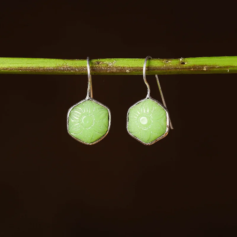 Exclusive Jewelry Offers – Shine For Less Antique Silver Finish Oxidised Brass Base Stone Work Earrings