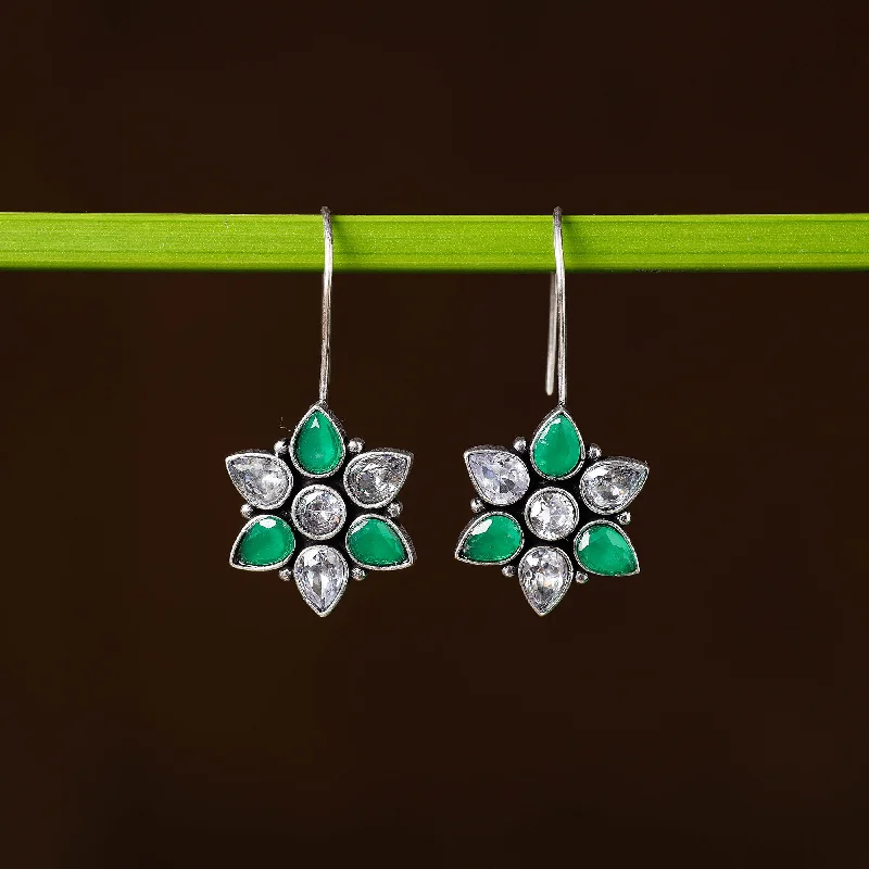 Modern Jewelry At Exclusive Discounts – Shop Today Antique Silver Finish Oxidised Brass Base Stone Work Earrings