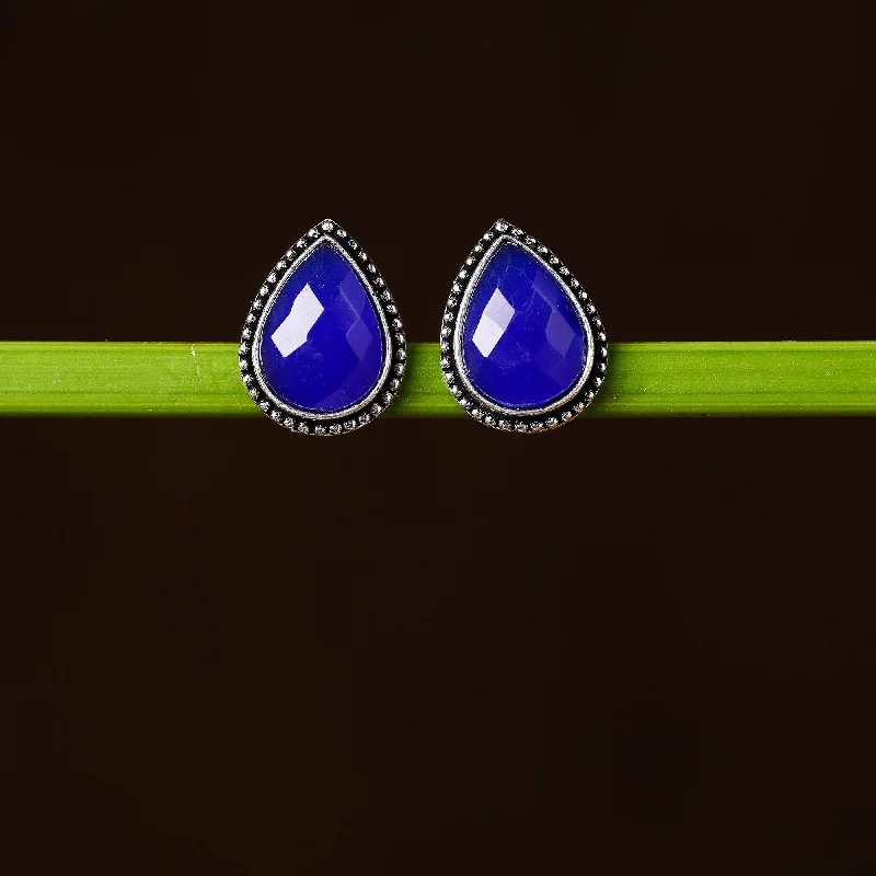 Bestselling Jewelry Now On Sale – Elevate Your Look Antique Silver Finish Oxidised Brass Base Stone Work Stud Earrings