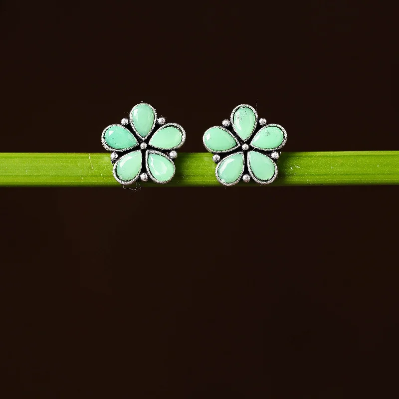 Exclusive Jewelry Bundles At Discounted Rates Antique Silver Finish Oxidised Brass Base Stone Work Stud Earrings