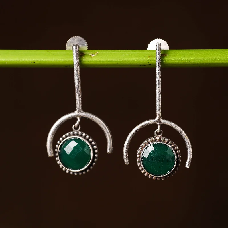 Unique Jewelry Designs Now At Discounted Rates Antique Silver Finish Oxidised Brass Base Stone Work Dangle Earrings