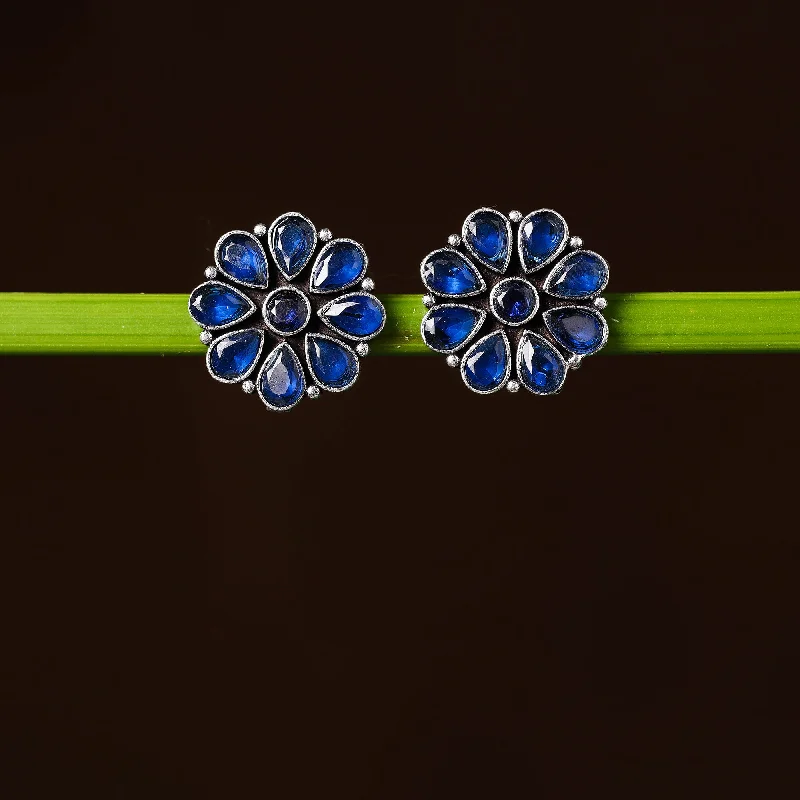 Luxury Jewelry Sale – Elegant Styles At Unbeatable Prices Antique Silver Finish Oxidised Brass Base Stone Work Stud Earrings