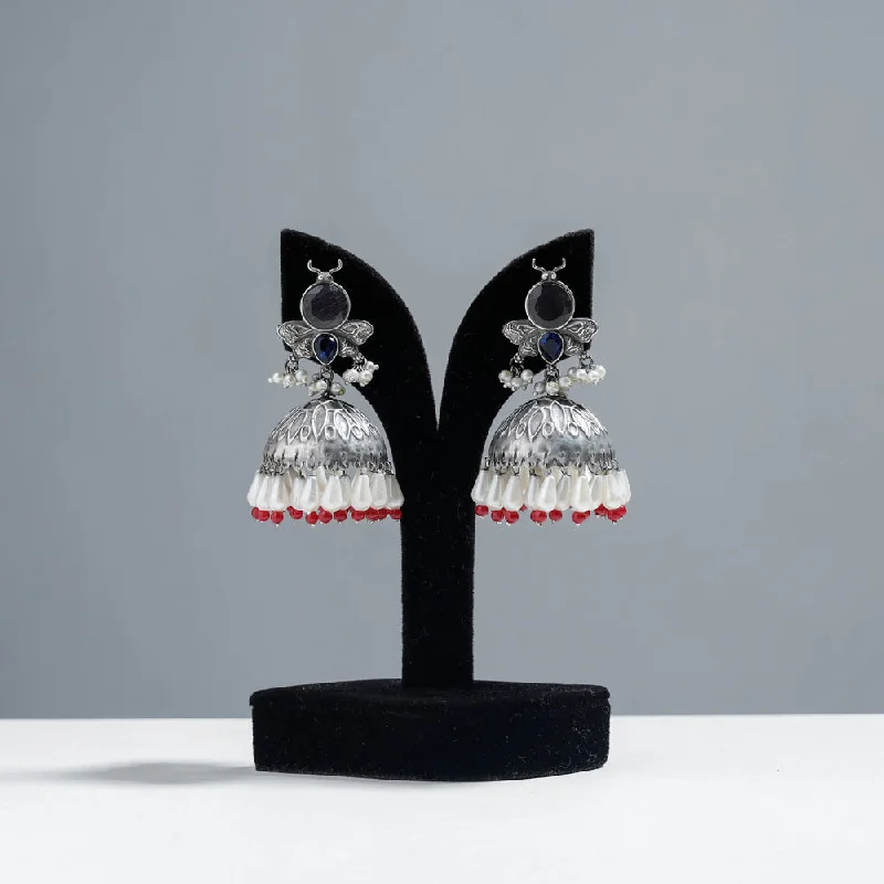 Affordable Gold-Plated Jewelry For Modern Fashion Antique Silver Finish Oxidised Brass Base Jhumki Earrings