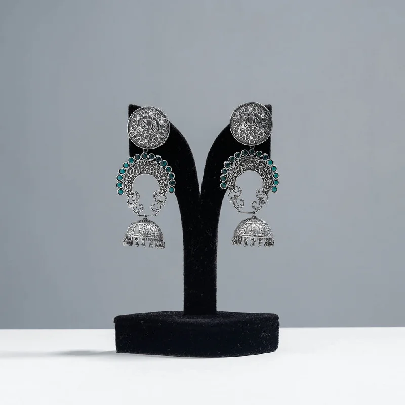 Limited Stock On Premium Jewelry At Low Prices Antique Silver Finish Oxidised Brass Base Jhumki Earrings