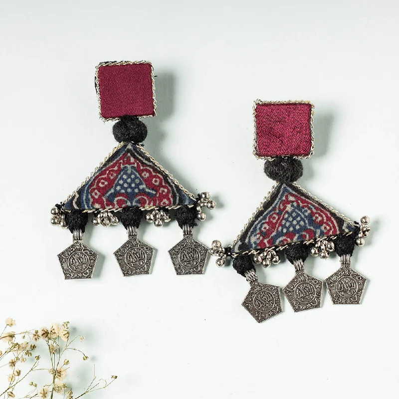 Exclusive Online Jewelry Sale – Don't Wait Handcrafted Ajrakh Print Beadwork Earrings