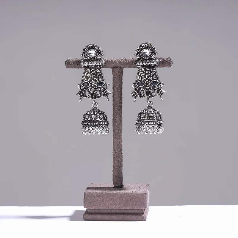 Unmissable Jewelry Sale – Shop Before It's Too Late Antique Silver Finish Oxidised Brass Base Stone Work Jhumki Earrings