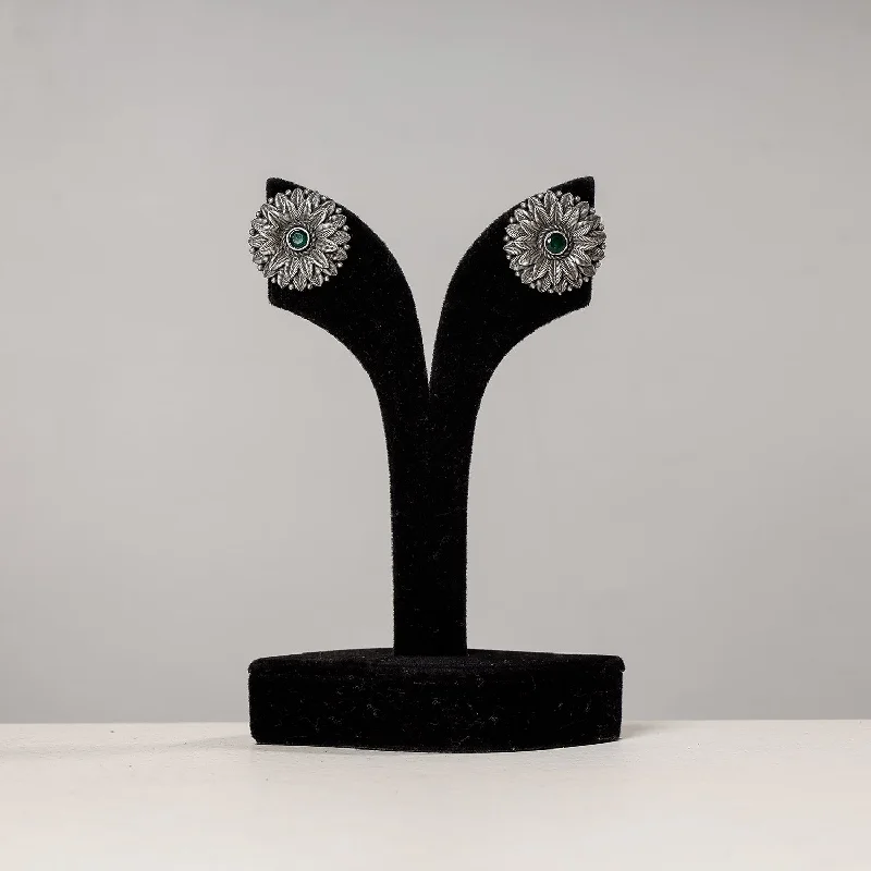 Trending Jewelry Now Available At Exclusive Prices Antique Silver Finish Oxidised Brass Base Stud Earrings