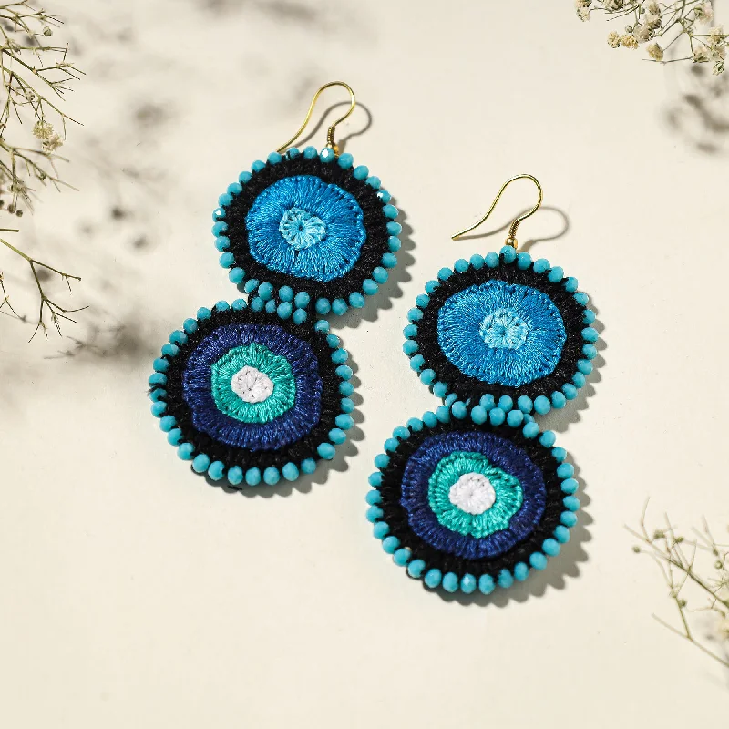 Hand Embroidered Fabart Beadwork Earrings by Rangila Dhaga