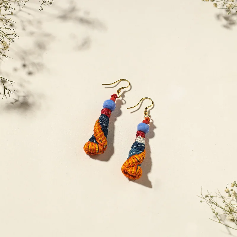 Hand Embroidered Gamcha Fabart Earrings by Rangila Dhaga