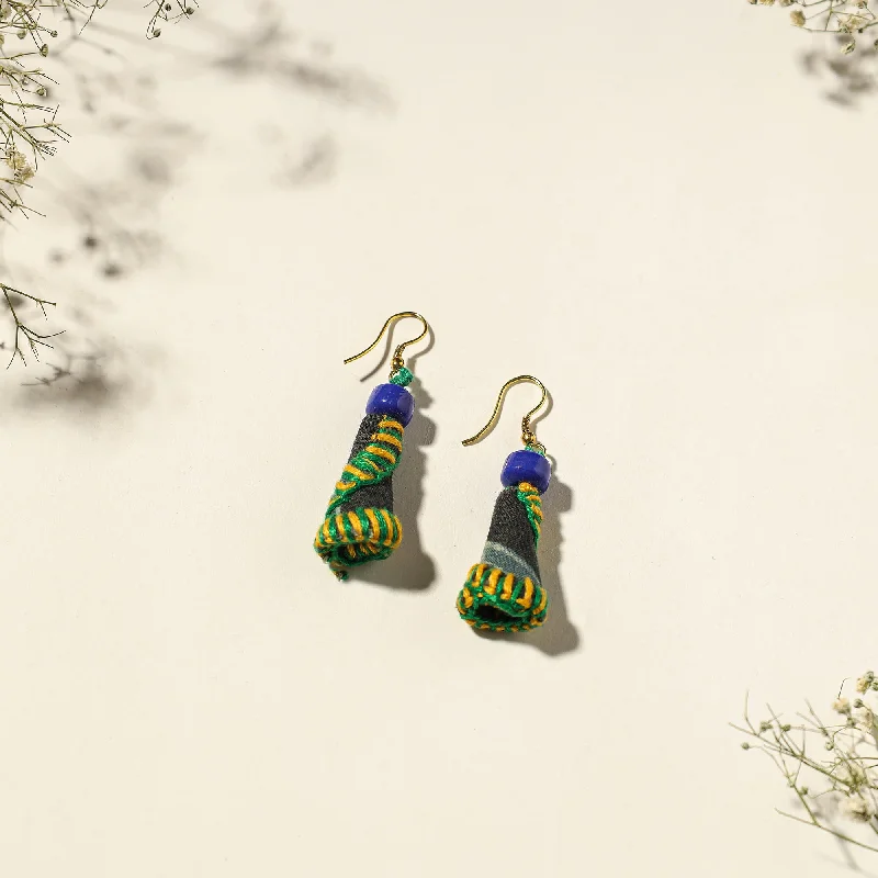 Hand Embroidered Gamcha Fabart Earrings by Rangila Dhaga