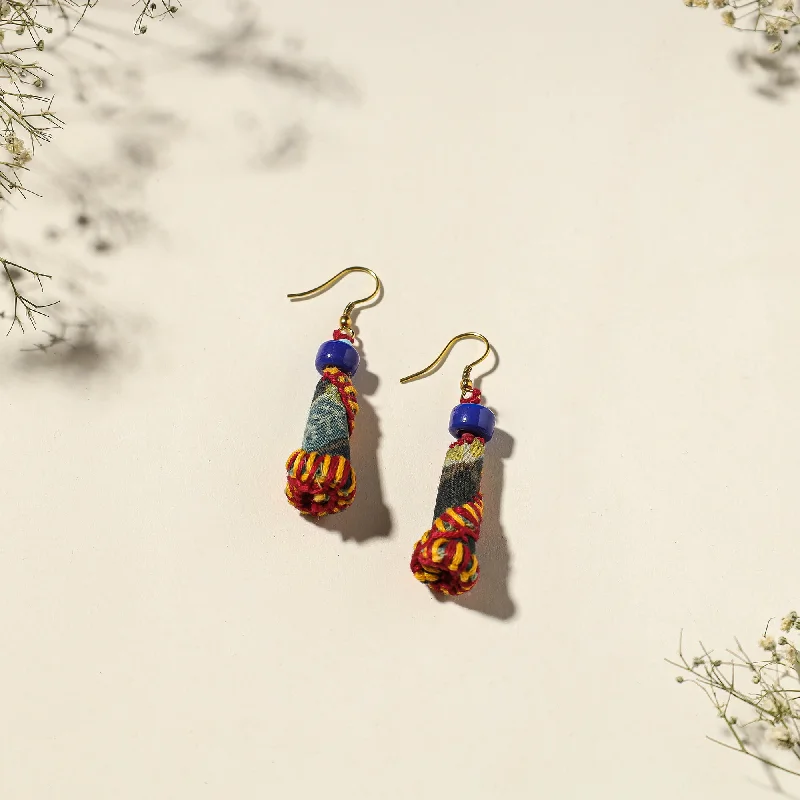 Hand Embroidered Gamcha Fabart Earrings by Rangila Dhaga