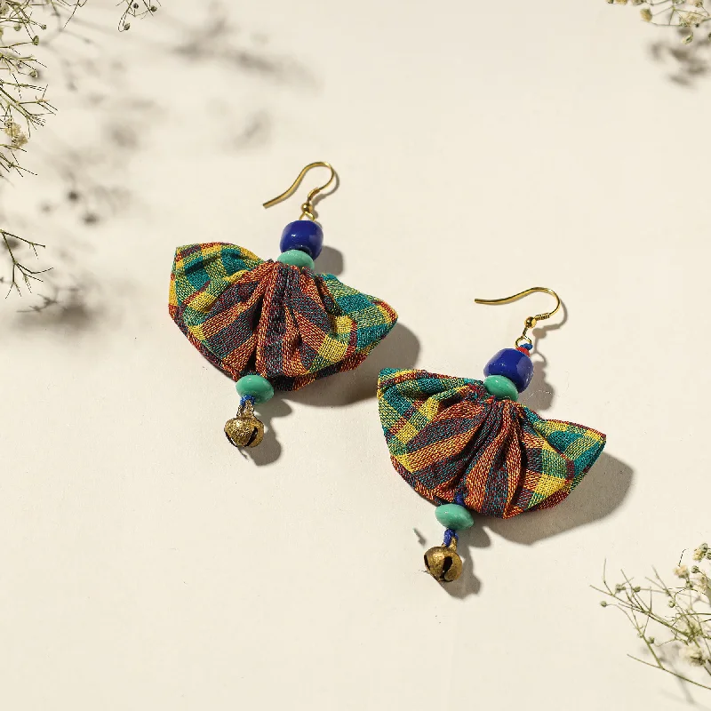 Handcrafted Gamcha Fabart Beadwork Earrings by Rangila Dhaga