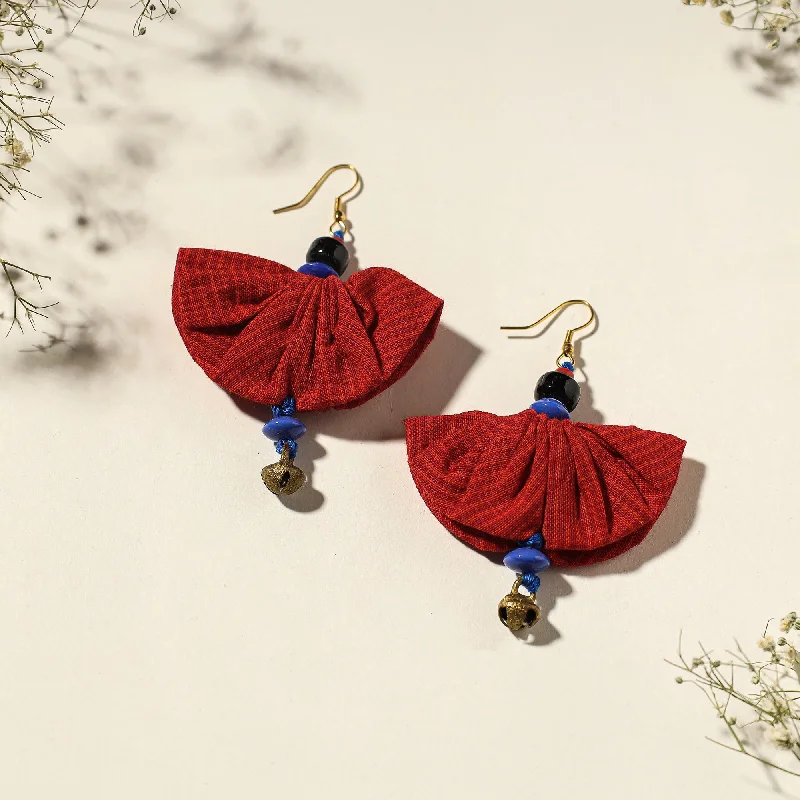 Handcrafted Gamcha Fabart Beadwork Earrings by Rangila Dhaga