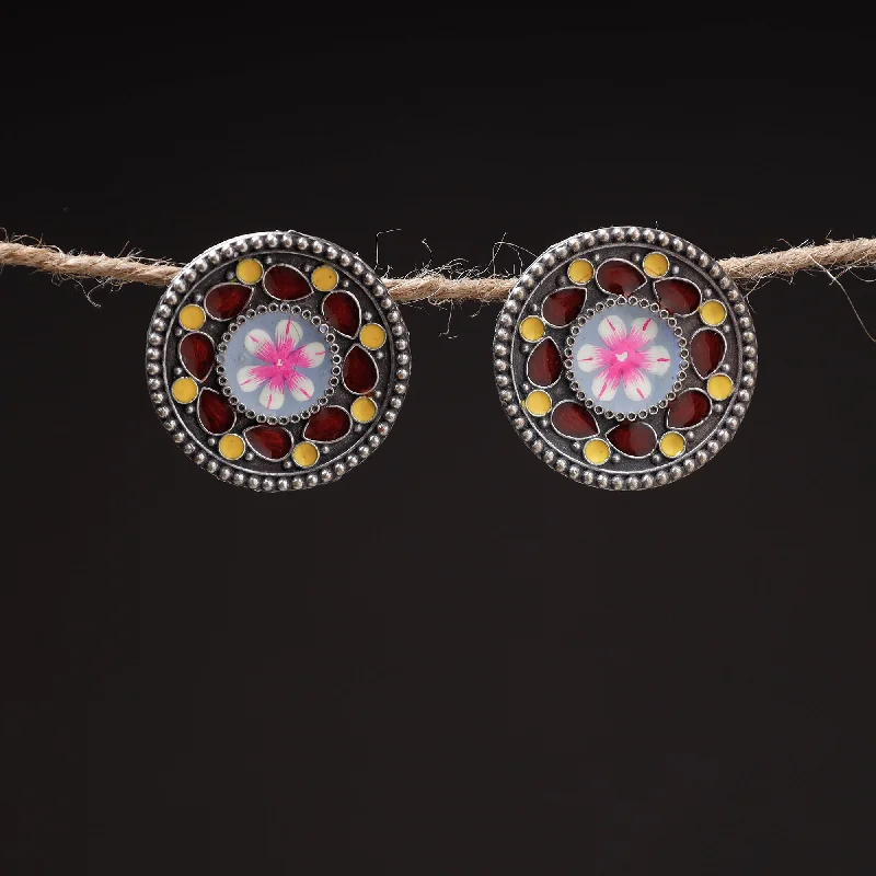 Adjustable Charm Bracelets For A Perfect Fit Antique Silver Finish Oxidised Brass Base Enamel Work Earrings