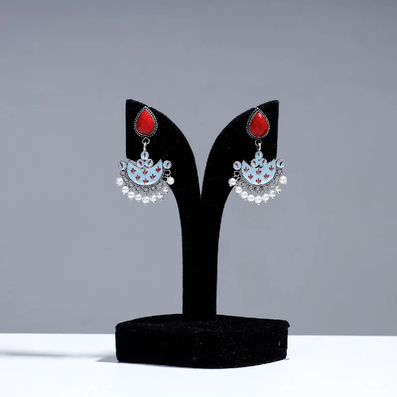 The Ultimate Jewelry Sale – Exclusive Styles At Great Prices Antique Silver Finish Oxidised Brass Base Enamel & Stone Work Earrings