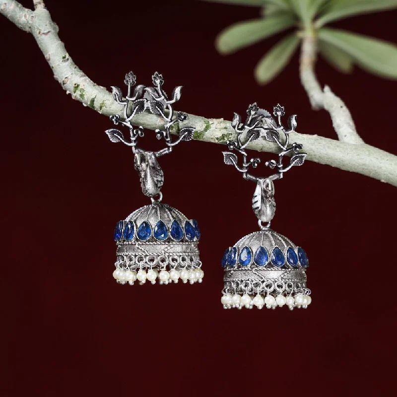 Shop Dazzling Jewelry At The Best Prices Special Oxidised Brass Base Antique Silver Finish Jhumki Earrings