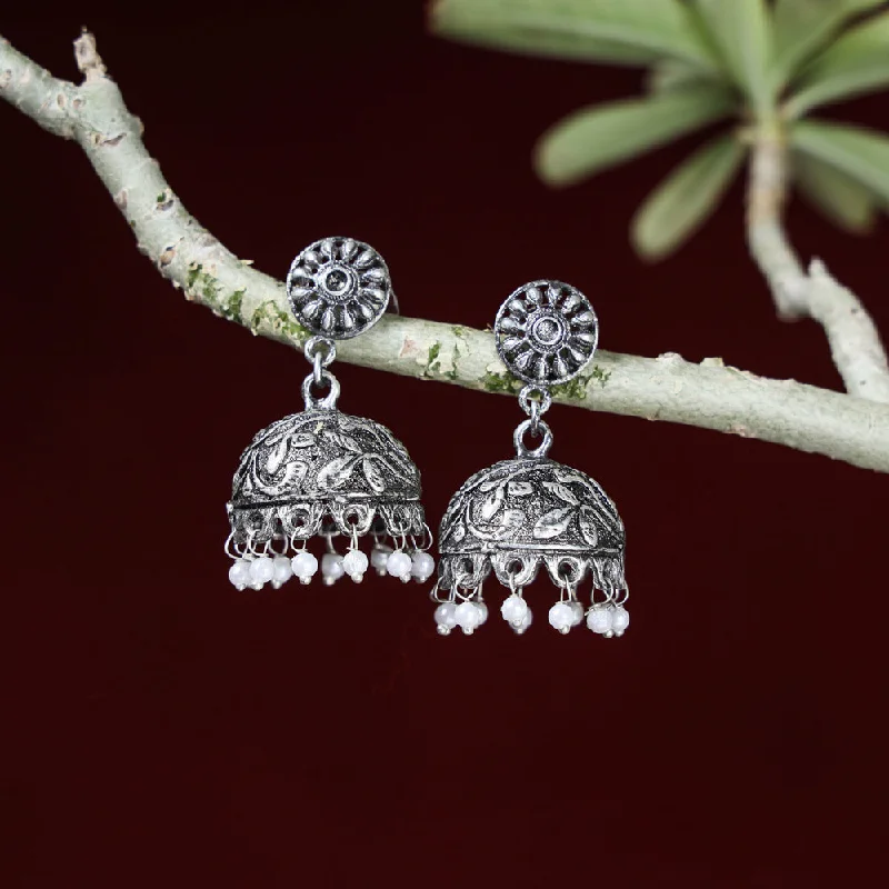 Exclusive Jewelry Sale – Sparkle For Less Special Oxidised Brass Base Antique Silver Finish Jhumki Earrings