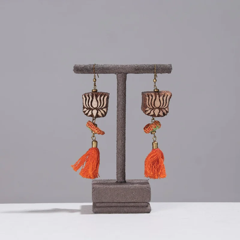 Hand Carved Wooden Earrings