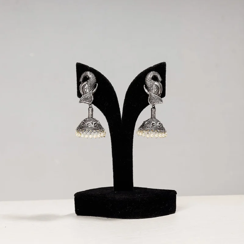 Luxury Jewelry At Unbeatable Discounts Antique Silver Finish Oxidised Brass Base Jhumki Earrings