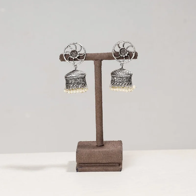 Discounted Jewelry For A Glamorous Look Antique Silver Finish Oxidised Brass Base Jhumki Earrings