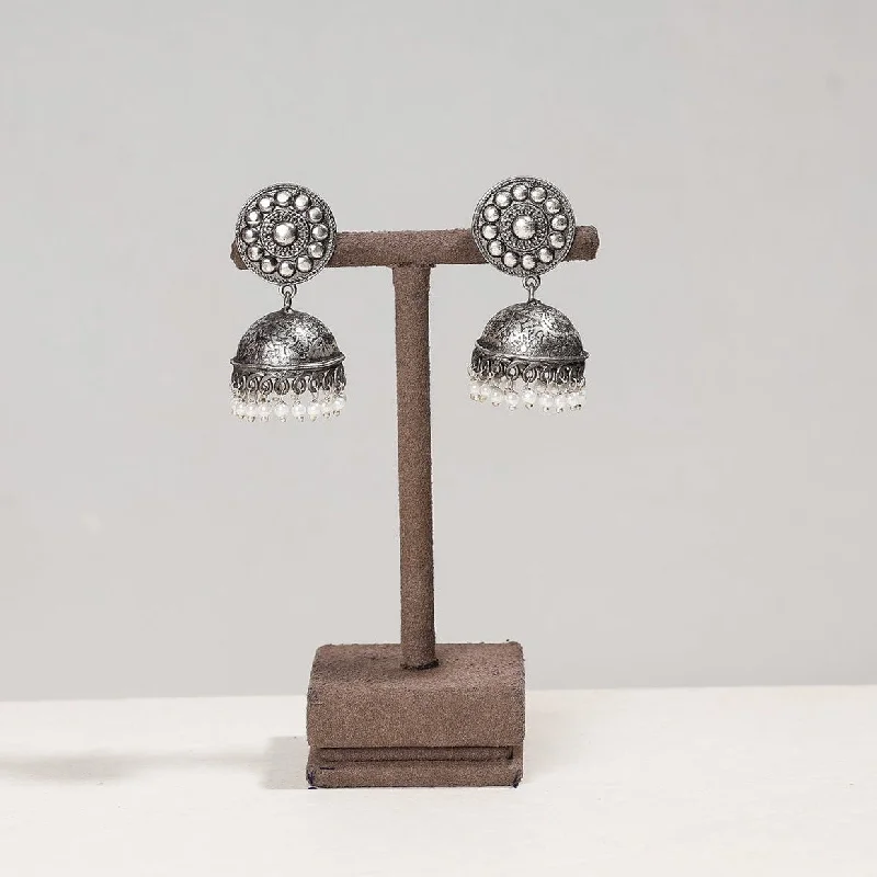 Bestselling Jewelry At Special Promotional Rates Antique Silver Finish Oxidised Brass Base Jhumki Earrings
