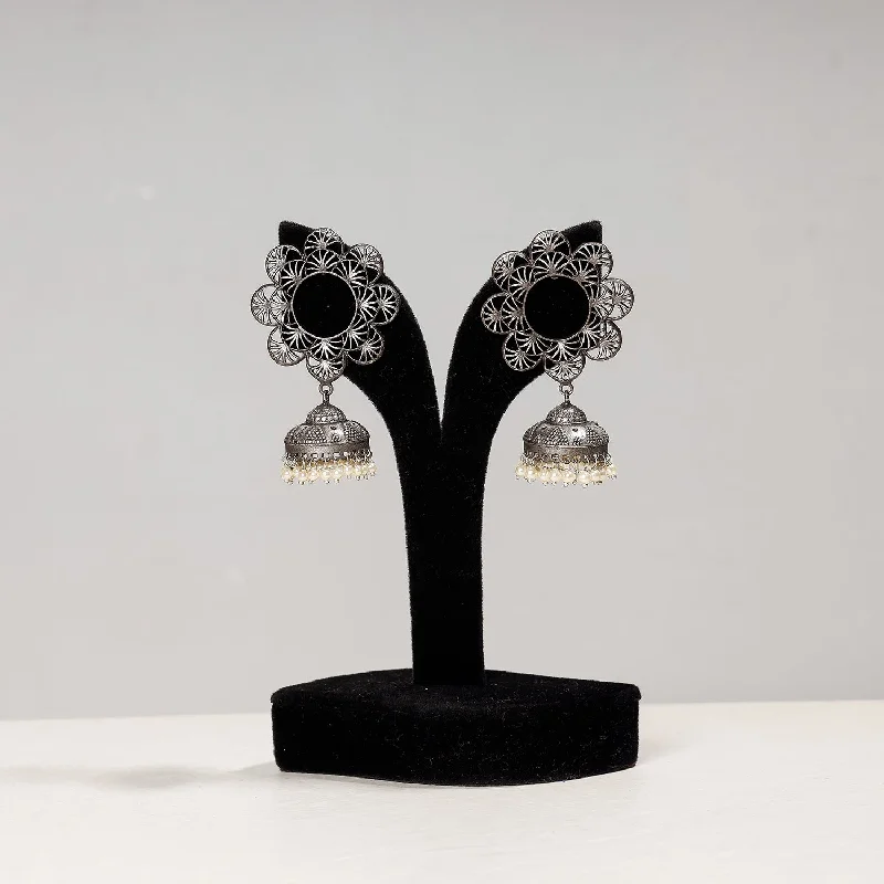 Grab Your Favorite Jewelry At The Lowest Prices Antique Silver Finish Oxidised Brass Base Jhumki Earrings