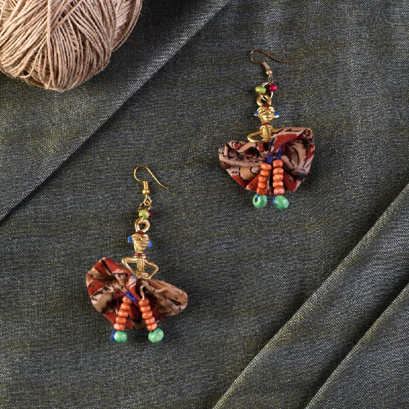 The Dancing Empress Handcrafted Tribal Dhokra Earrings in Floral Design