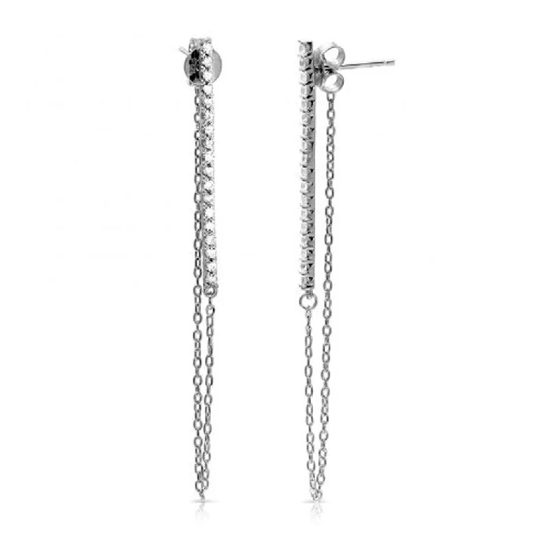 Jewelry Deals That Outshine The Rest Adornia Vertical Bar Drop and Chain Earrings silver