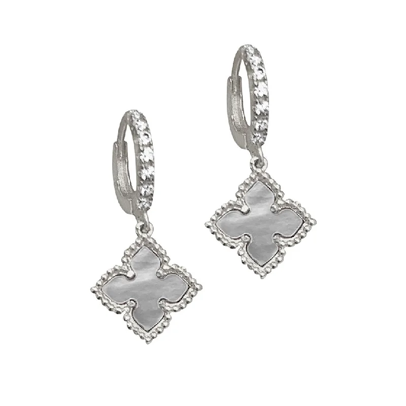 Fashion-Forward Jewelry At Incredible Prices Adornia Adornia Floral Dangle Hoops White Mother of Pearl silver