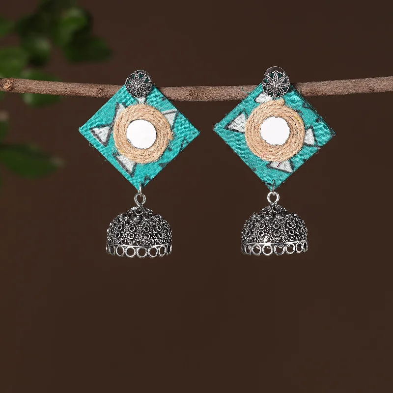 Ayat German Silver Jute Fabart Jhumki Earrings