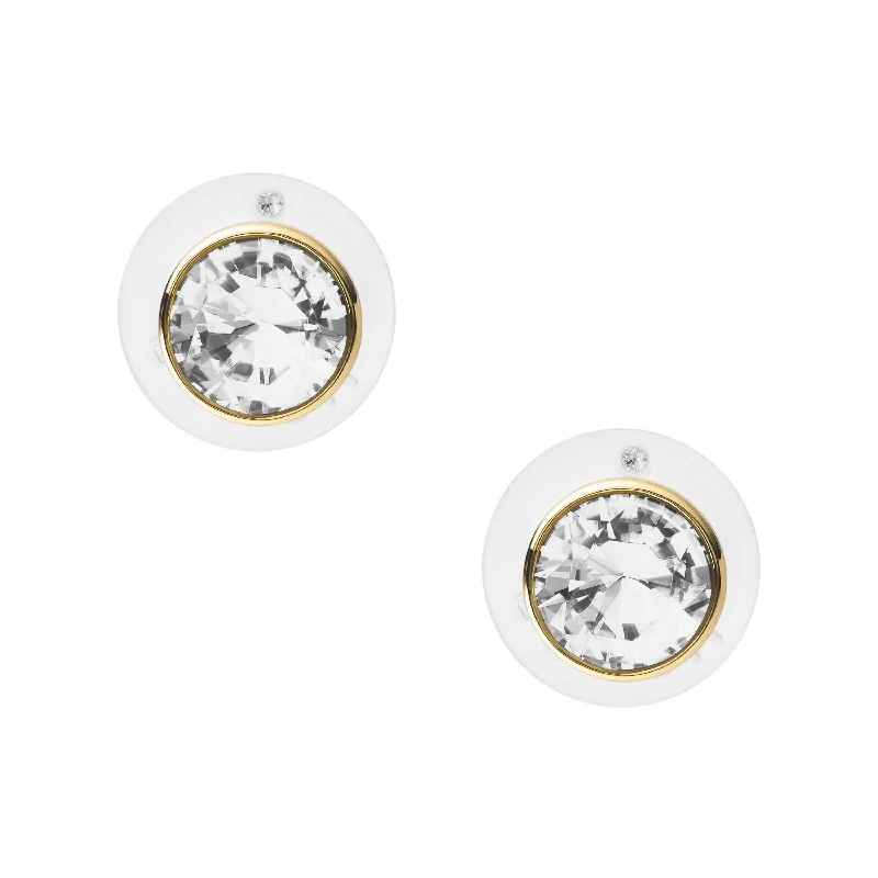 Exclusive Gemstone Jewelry At Special Prices Fossil Women's Gold Tone Brass Stud Earring Gold Brass Stud Earring