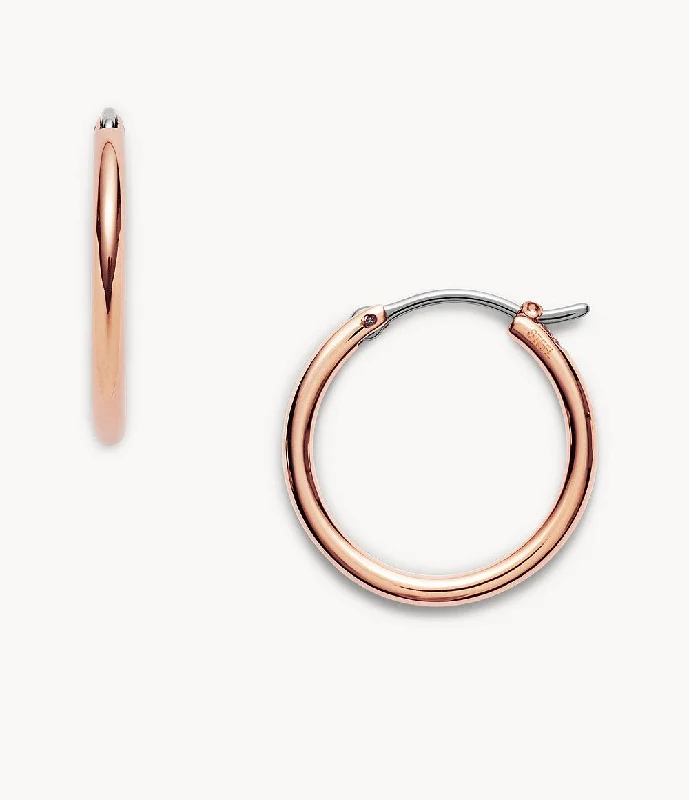 Limited-Time Offer On Premium Jewelry Collections Fossil Women's Rose Gold Stainless Steel Hoop Earring