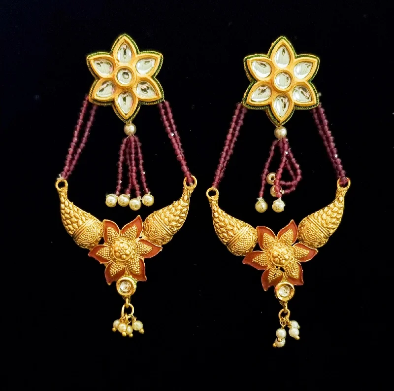 Your Dream Jewelry At Dream Prices Kundan gold plated jhumar style earrings.