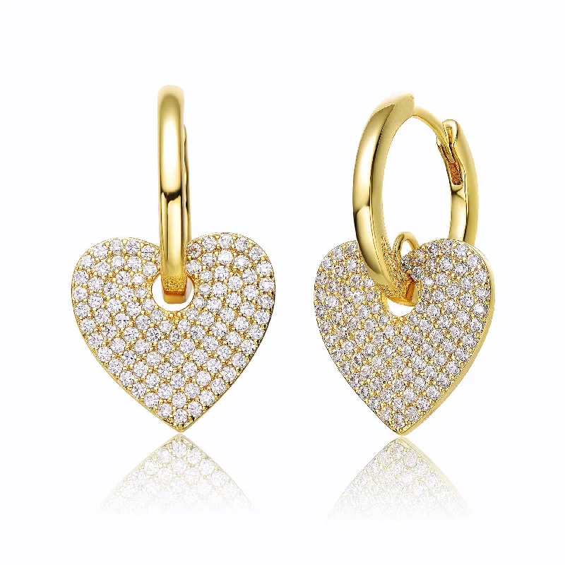 Last Chance To Grab Your Favorite Jewelry At A Discount RG 14k Yellow Gold Plated with Cubic Zirconia Heart Dangle Infinity Hoop Drop Earrings