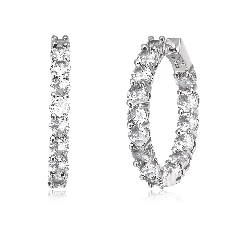Buy More, Save More On Stunning Jewelry Designs Rg White Gold Plated with Diamond Cubic Zirconia Inside Out Hoop Earrings