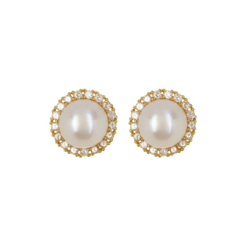 Clearance Sale On High-End Jewelry Collections Adornia Freshwater Pearl Halo Earrings gold