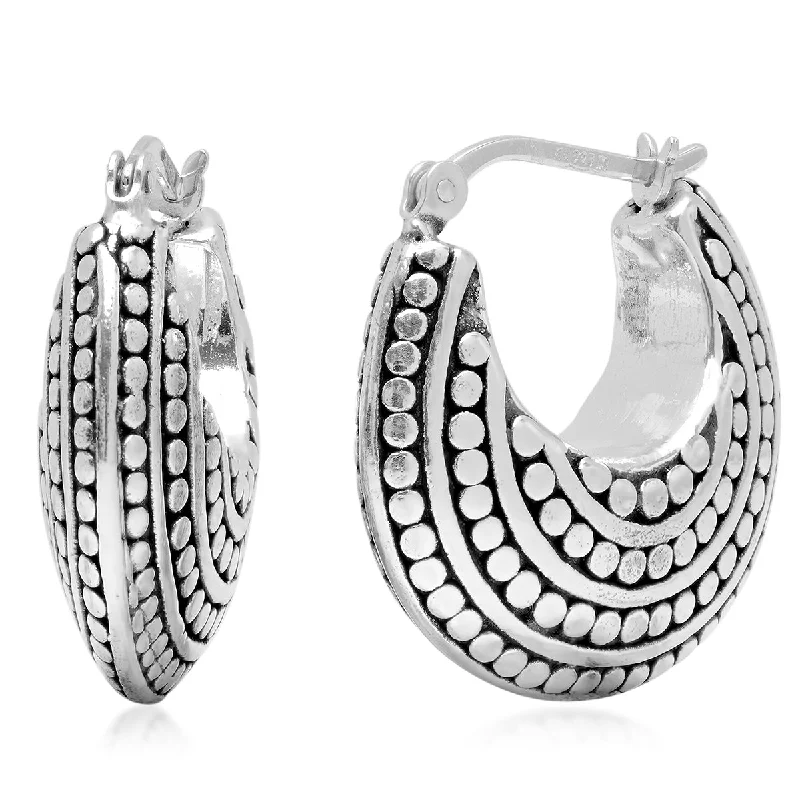 High-Quality Jewelry At A Fraction Of The Cost Sterling Silver Balinese Inspired Click Top Round Hoop Earrings (0.85 inches)